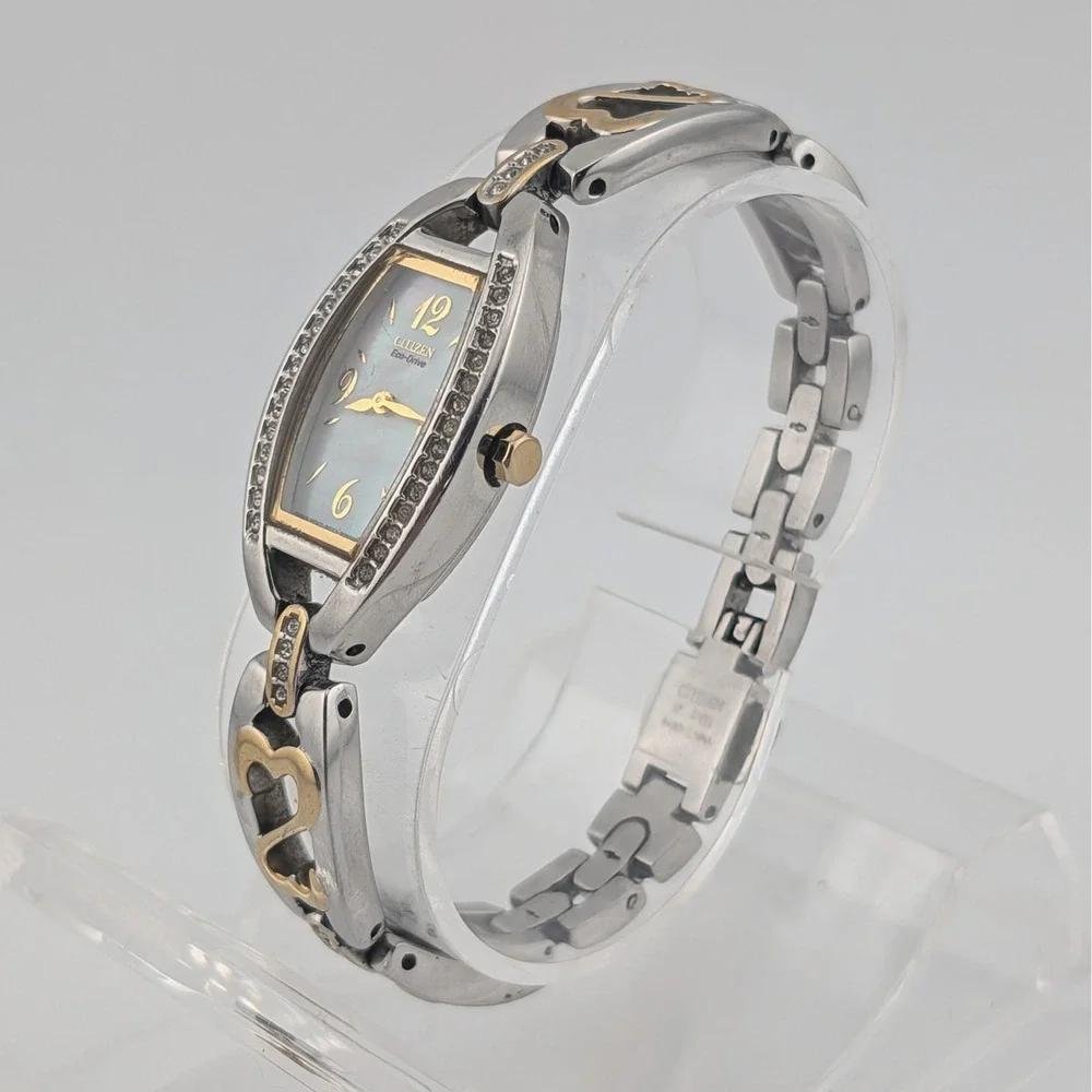 Citizen Silhouette B023 MOP Crystal Two Tone Heart Link Watch New Capacitor 5.74